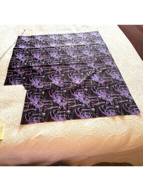 Disney Maleficent Cotton Fabric Craft Black Purple Flame 38.5x36 Cutout Villain